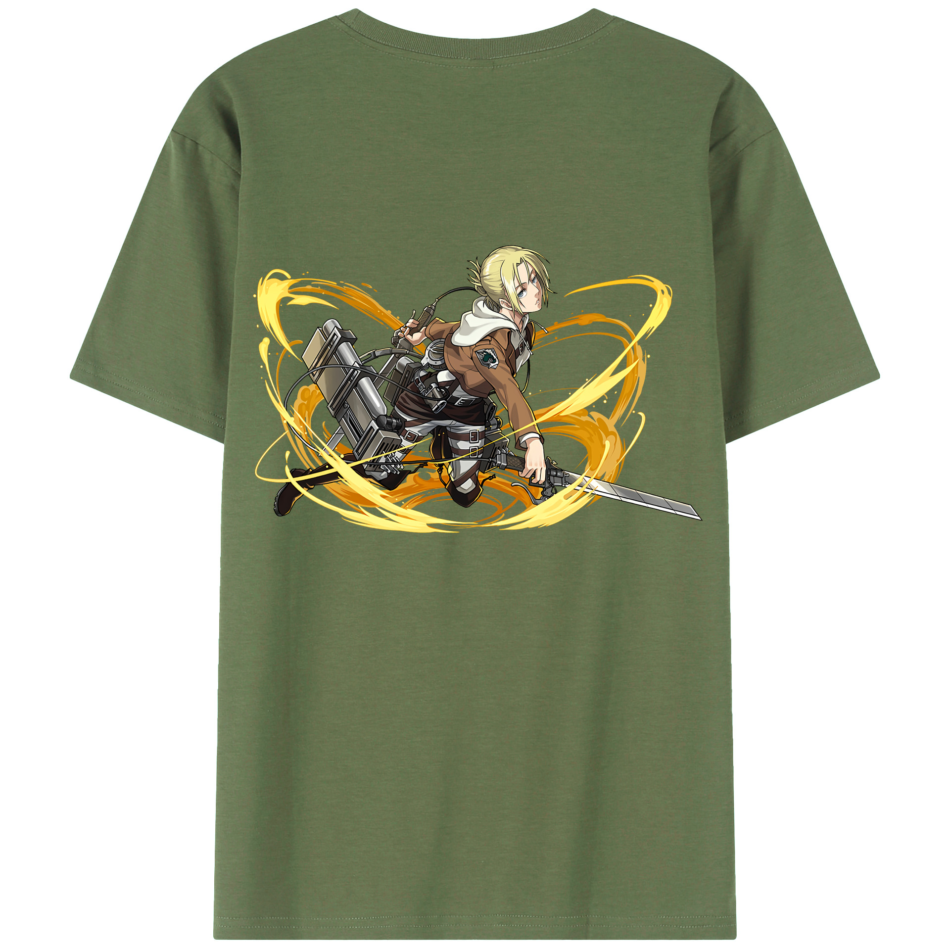 （画像用） 進撃の巨人 アニ・レオンハート Attack on Titan Annie Leonhart 綿100％ メンズ半袖Tシャツ（バックプリント） 通気性